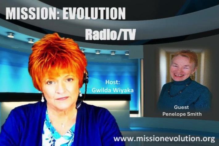 Red haired woman with headphones