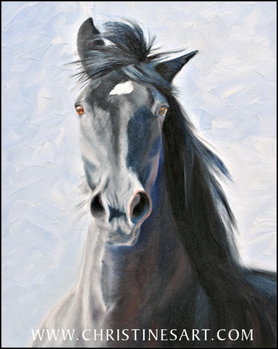 Painting of gray horse